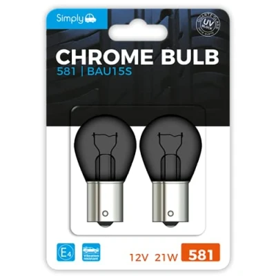 Image of 12x Simply S581C 12V 21W BAU15S Chrome Blister Bulb