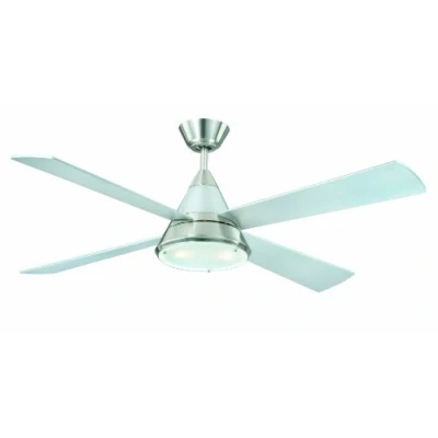 Image of Low Energy Ceiling Fan Cosmos Satin Nickel 52 with Light and Remote Control Blade Colour Silver