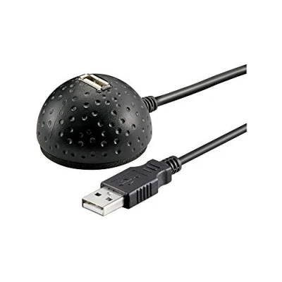 Image of Goobay 68913 USB 2.0 Hi Speed Extension Cable with Desktop Foot, Black, 1.5m Length