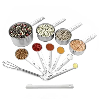 Image of Measuring Cups and Spoons Set, 12 Pcs Stainless Steel Spoon Cup Measurements Set for Baking, Cooking,Kitchen (Cups Spoons)