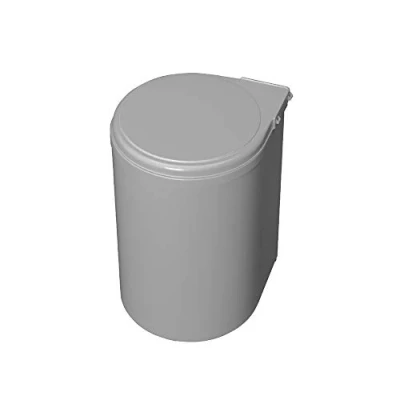 Image of Emuca Waste bin for cabinet door, recycling bin, 13 L with automatic opening lid and fastening to plastic, grey