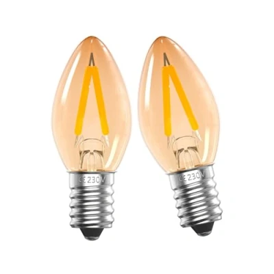 Image of DoRight E14 LED Bulb 1W, Vintage Night Light Bulbs, C7 Amber Ultra Warm White 2200K, SES Small Edison Screw Candle Bulb, Salt Lamp for Bedroom Table Lamp, 2 Pack