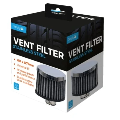 Image of Simply AFV04 Universal Stainless Steel Air Vent Filter 90x80mm in Size Improves Engine Performance Enables Block to Breath
