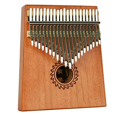 Image of A Star 21 Key Kalimba Thumb Piano with Mahogany Body includes Tuning Hammer, How To Play Guide &amp; Protectors