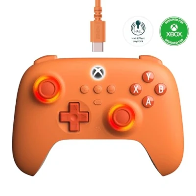 Image of 8Bitdo Ultimate C Wired Controller for Xbox, RGB Lighting Fire Ring and Hall Effect Joysticks, Compatible with Xbox Series XS, One, Windows 10/11 Officially Licensed (Dark Gray)
