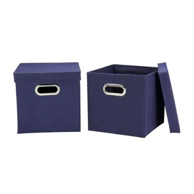 Image of Household Essentials 33 1 Decorative Storage Cube Set with Removable Lids Navy 2 Pack