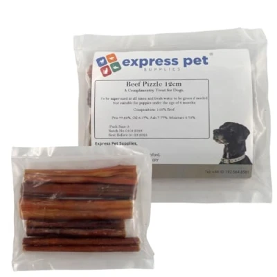 Image of Express Pet Supplies 5 x12cm Thick Bulls Pizzles Dog Treat Chew