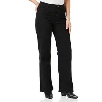 Image of Pieces Pcpeggy WIDE PANT Straight leg jeans, Women&#039;s, Size: Medium, Black