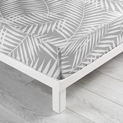Image of douceur d&#039;intérieur, Botania Fitted Sheet (160 x 200 cm) Grey, 100% Cotton
