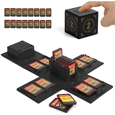 Image of Nintendo Switch Game Card Case, Holder for Games with 16 Slots (Zelda BLACK)
