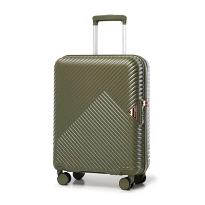 Image of WITTCHEN Travel Suitcase Carry On Cabin Luggage Hardshell Made of Polycarbonate with 4 Spinner Wheels Combination Lock Telescopic Handle GL Style Line Size Olive Green
