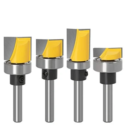 Image of Gasea 4pcs 1/4&quot; Shank Flush Trim Hinge Mortise Template Cleaning Bottom Router Bit for Woodworking Milling Cutter Tool 13/16&quot; 7/16&quot; 5/8&quot;