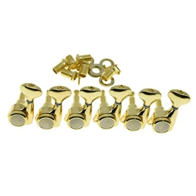 Image of KAISH 18:1 Gear Ratio Guitar Locking Tuners Machine Heads Tuning Keys Pegs for Strat/Tele/LP/SG most Electric or Acoustic Guitars Gold