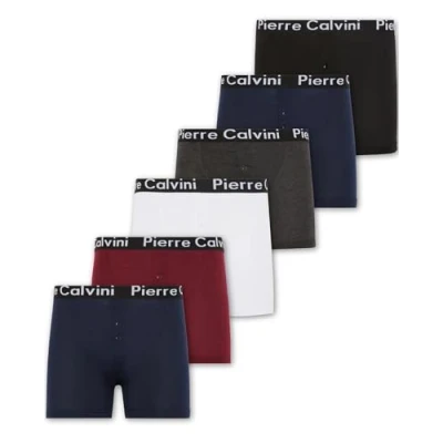 Image of Pierre Calvini Mens Button Fly Boxer Shorts, Dark Assorted (6 Pack), M UK
