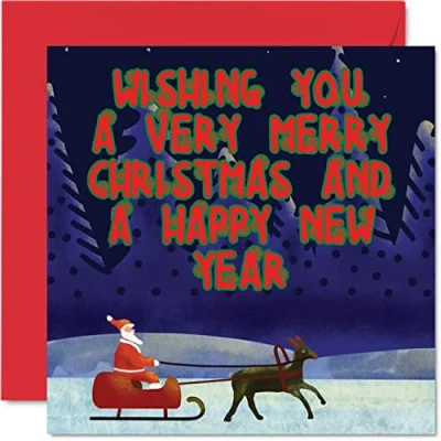 Image of Family Christmas Cards for Women Men Merry Happy Xmas Card To All The Sister Brother Cousin Uncle Auntie, 145mm x Single Greeting Gift