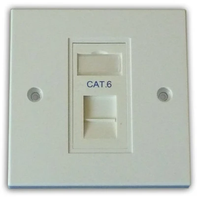 Image of Comms2Go CAT6 Single Port Faceplate Socket RJ45 Ethernet Network Face Plate Module (1 Port)