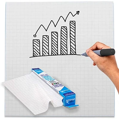 Image of Magic Whiteboard Sheets Stick on Wall A1 Static &amp; Portable White Board for Wall, Window, Fridge, Glass Doors Easy Clean, Dry Erase School Office 25 Small Squared