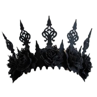 Image of Zac&#039;s Alter Ego Black Rose Crown Headpiece Evil Witch Halloween