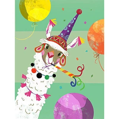 Image of Wee Blue Coo Llama Party Balloons Art Print Poster Wall Decor 12X16 Inch