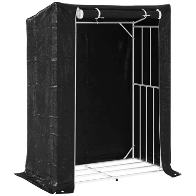 Image of vidaXL Firewood Rack with Rain Cover 150x80x200 cm Galvanised Steel