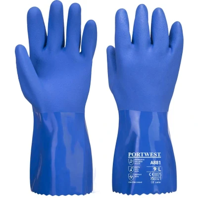 Image of Portwest Marine Ultra PVC Chem Gauntlet Blue Medium