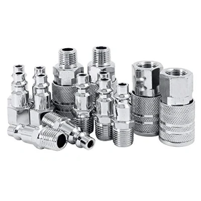 Image of 14pcs 1/4&quot; BSP Air Line Euro Hose Fitting Airline Compressor Fittings Connectors Coupler Male Female Quick Release Set