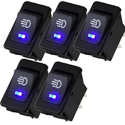 Image of Mintice™ 5 X 12V Car Vehicle Blue LED Light Fog Button Rocker Toggle Switch On Off 4Pin