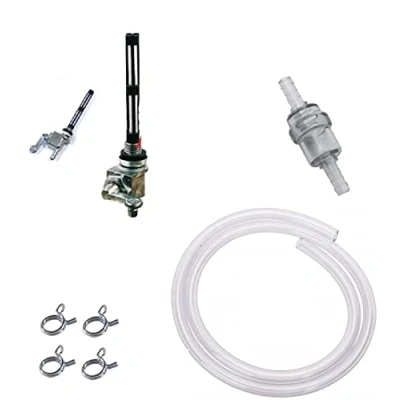 Image of UNIVERSAL FUEL SET : TAP M10x1 + PETROL HOSE FILTER CLAMP MOTORCYCLE MOPED ROLLER SCOOTER VESPA PIAGGIO ZUNDAPP KREIDLER PEUGEOT MOTOBECANE PETCOCK INLINE VALVE ON/OFF