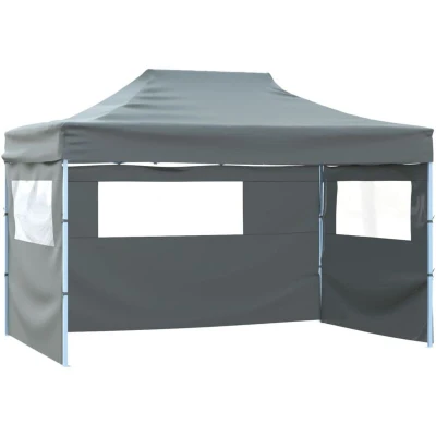 Image of vidaXL Foldable Tent with 3 Walls 3x4.5 m Anthracite