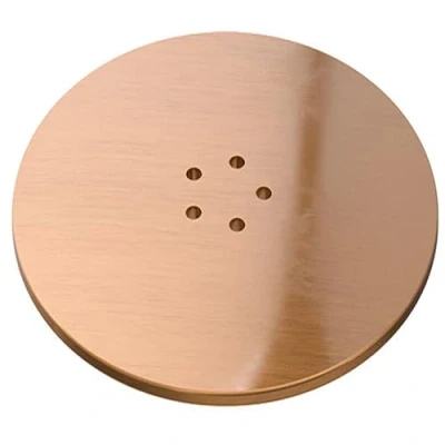 Image of SPARES2GO 110mm Luxury Plug Cover for Shower Trap with 90mm Tray (Brushed Copper)