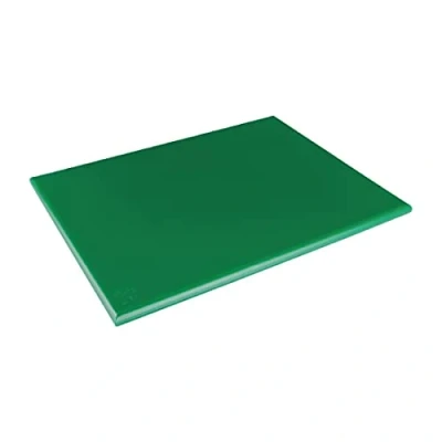 Image of Hygiplas Thick Low Density Chopping Board, Size: 600x450x20 mm, Colour Coded Green for Salads &amp; Fruits Prep, LDPE Cutting Dishwasher Safe, Non Toxic Absorbent, HC876