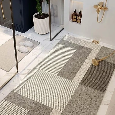 Image of Loofah Shower Mat for Inside Shower, Bathroom Wet Areas Non Slip Anti Mould PVC Large Bath Tray Mat, Hollow Floor Quick Drying