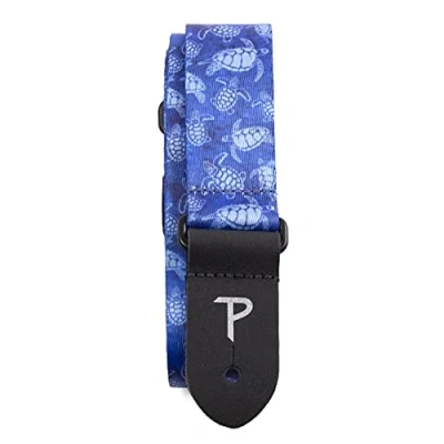 Image of Perri’s Leathers Ltd. Ukulele Strap Polyester Turtles Blue Adjustable Made in Canada (UKLPCP 7093)