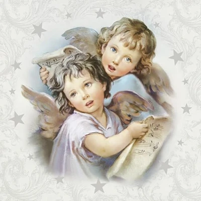 Image of 3 Ply Xmas Decoupage Tissue Paper Napkins Decorative Christmas Serviettes 33cm x Pack of 20 (Two Angels)