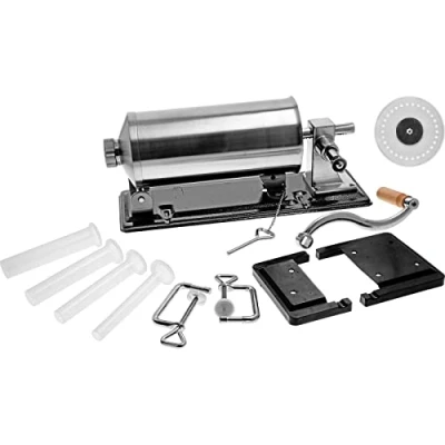 Image of Browin 311004 Stuffer Machine Stell Manual, Stainless Steel, Horizontal Sausage Filler 4 kg