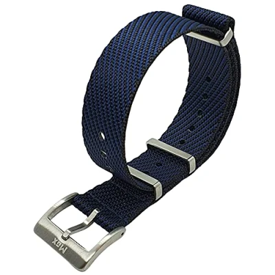 Image of Max Nylon NATO Watch Strap Seat Belt Brushed Stainless Steel Buckle Replacement Band for Men Women 20mm 22mm Colour Options (20mm, Navy Blue/Black)
