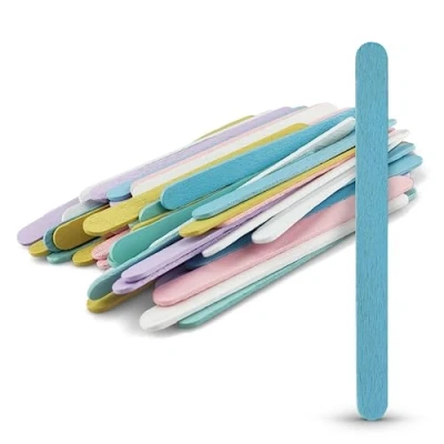 Image of Netuno 60 Pastel Coloured Wooden Craft Sticks 11.4cm 4.5 inches Wood Popsicle Lolly Lollipop Multicoloured ice Cream for Decoration Crafting DIY Home School
