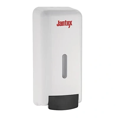 Image of Jantex Wall Mounted Liquid Soap and Hand Sanitiser Dispenser 1 Litre, White, Dose: ml, Easy to Fill Refillable Reservoir, Sleek Build Design, Fixings Included, FK385