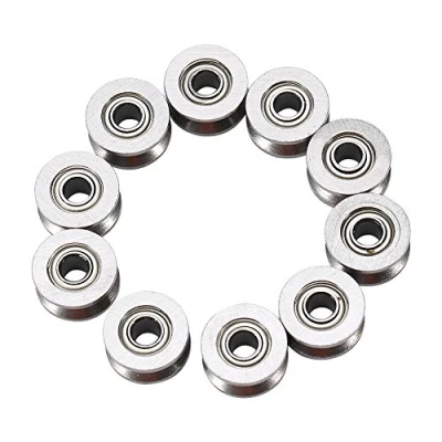 Image of TOPINCN 10Pcs U624ZZ Deep U Groove Ball Bearing, Carbon Steel Guide Pulley Bearings Double Shielded for Rail Track Linear Motion System 4 x 13 7mm