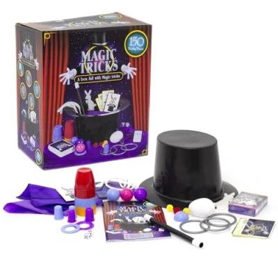 Image of Carousel Home Childrens Magic Set Box Of Tricks Childs Kit 150 For Kids Wand Magician Top Hat And Accessories
