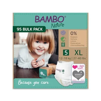 Image of Bambo Nature Training Pants Size 5 (12 18 kg) (5 Packs of 19 Nappies)