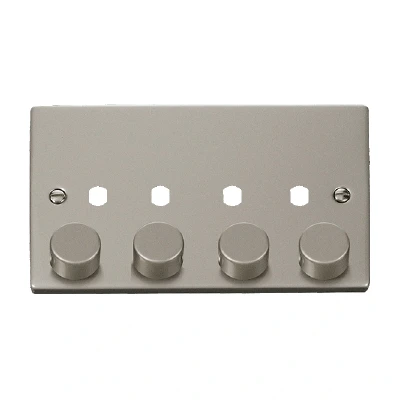 Image of Click Deco 4 Gang Unfurnished Dimmer Plate and Knob (1600W Max) Pearl Nickel