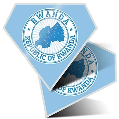 Image of 2 x Diamond Stickers 7.5 cm Republic of Rwanda Africa Travel Map Fun Decals for Laptops,Tablets,Luggage,Scrap Booking,Fridges, #5478