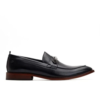Image of Base London Mens Coda Waxy Black Buckle Loafer UK 8
