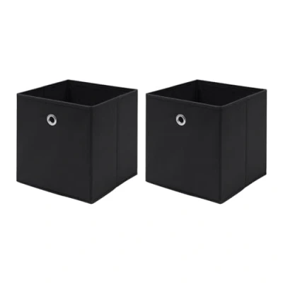 Image of NICEME Foldable Storage Boxes,Non Woven Fabric Box Set of 2,Storage Drawers for Cube Unit,26.5x26.5x28 cm (Hole Grip,Black)