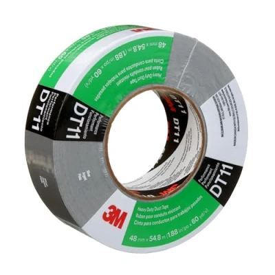 Image of 3M Heavy Duty Duct Tape DT11, Individually Wrapped, Silver, 48 mm x 55 m, 0.28