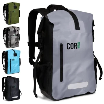 Image of COR Surf Waterproof Dry Bag Backpack 25L and 40L with Padded Laptop Sleeve (40L, Grey)