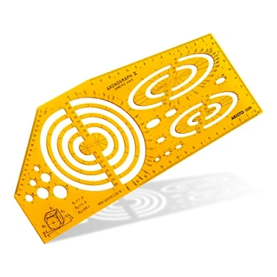 Image of Aristo AR5085 Stencil Axonograph Dimetric (Drawing Spatial Representations in Perspective, PET Plastic) Orange/Transparent