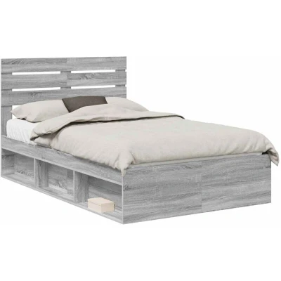 Image of vidaXL Bed Frame Grey Sonoma 120 x 190 cm Solid Pine Wood