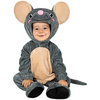 Image of Funidelia Mouse Costume for Babies Animals baby accessory fancy dress &amp; props Halloween, carnival parties Size 12 24 months Grey/Silver